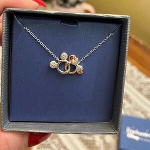 Disney Enchanted Fine Jewelry Mickey and Minnie Mouse Necklace